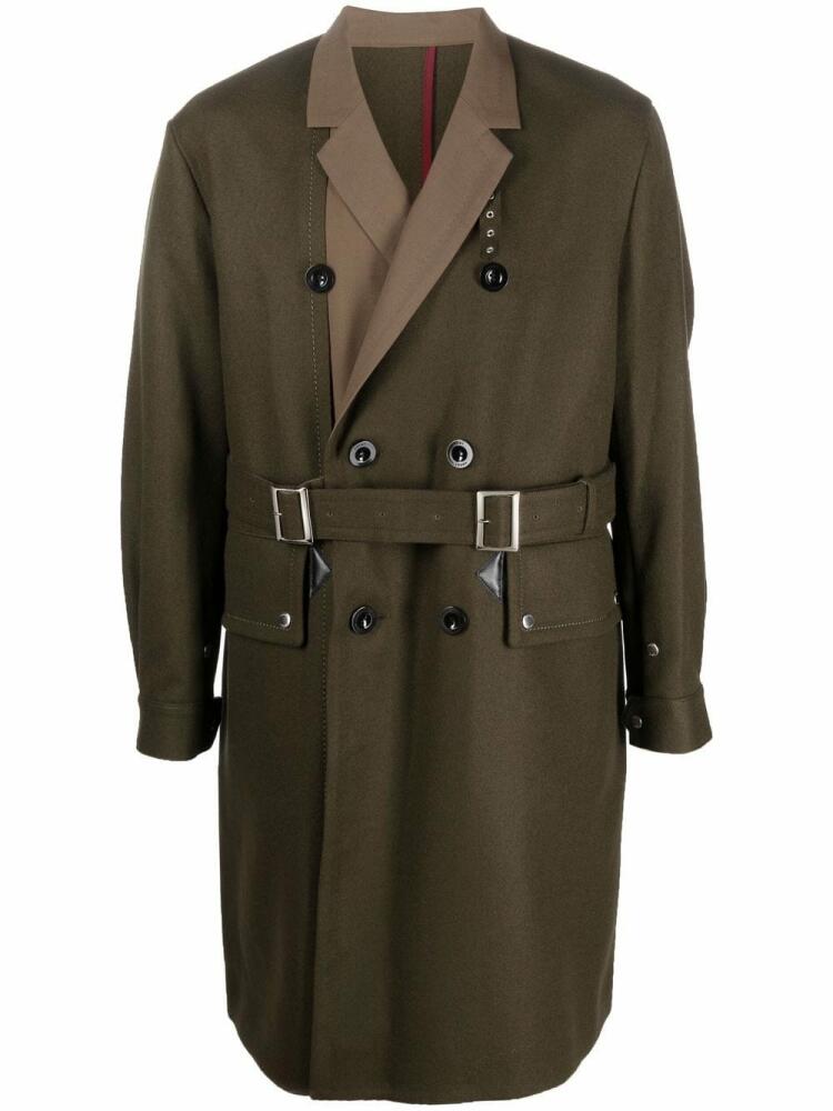 sacai Melton double-breasted wool coat - Green Cover