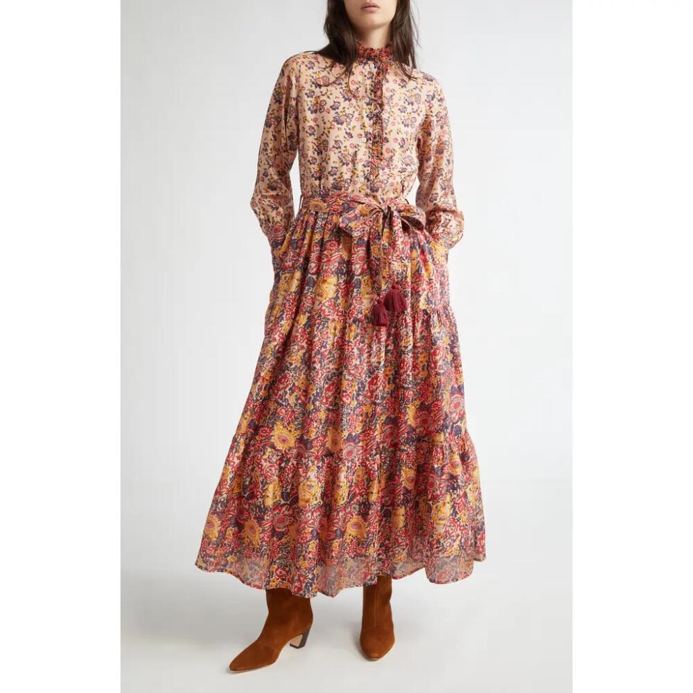 MILLE Valentina Mixed Floral Print Long Sleeve Silk Dress in Toulouse Cover