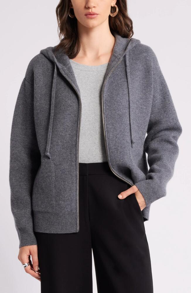 Nordstrom Wool Blend Zip Hoodie Cardigan in Grey Dark Heather Cover