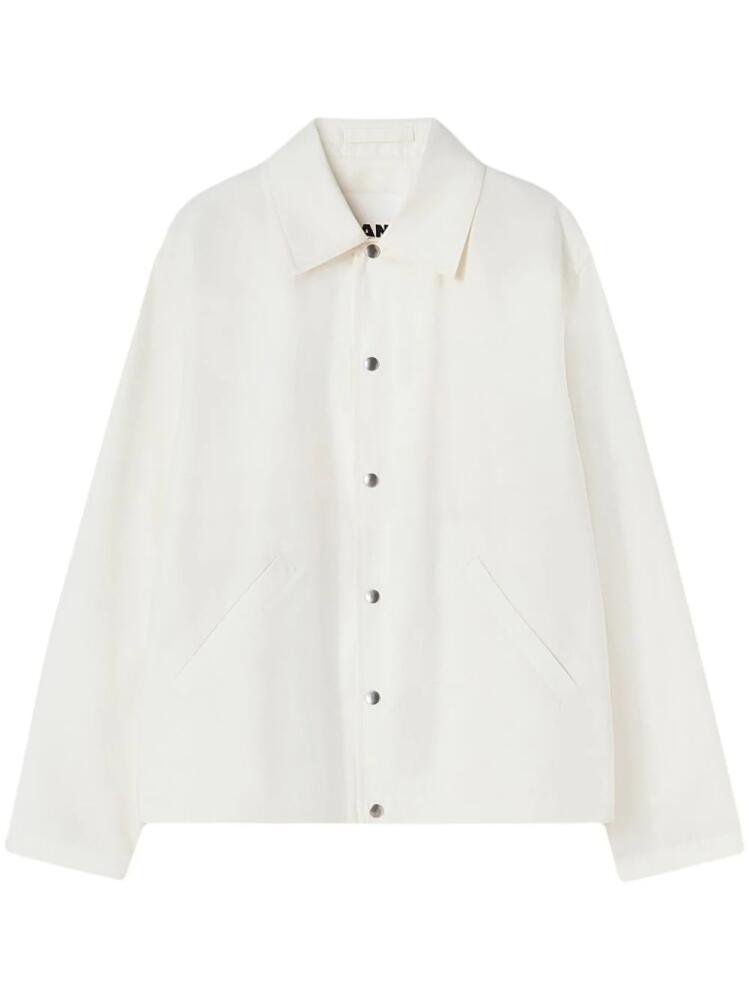 Jil Sander logo-print cotton shirt jacket - White Cover