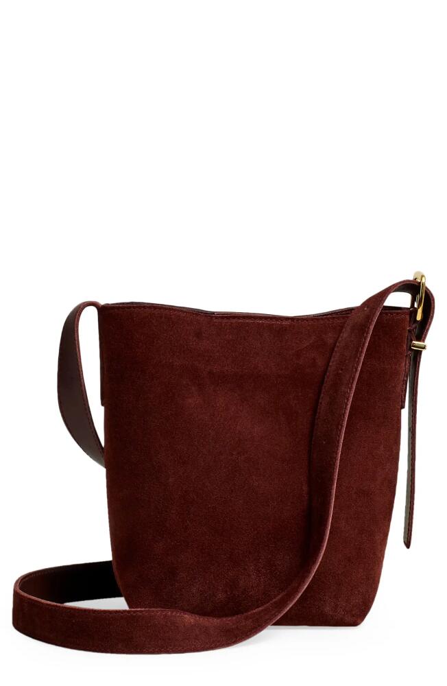 Madewell Mini Essentials Suede Bucket Bag in Chocolate Raisin Cover