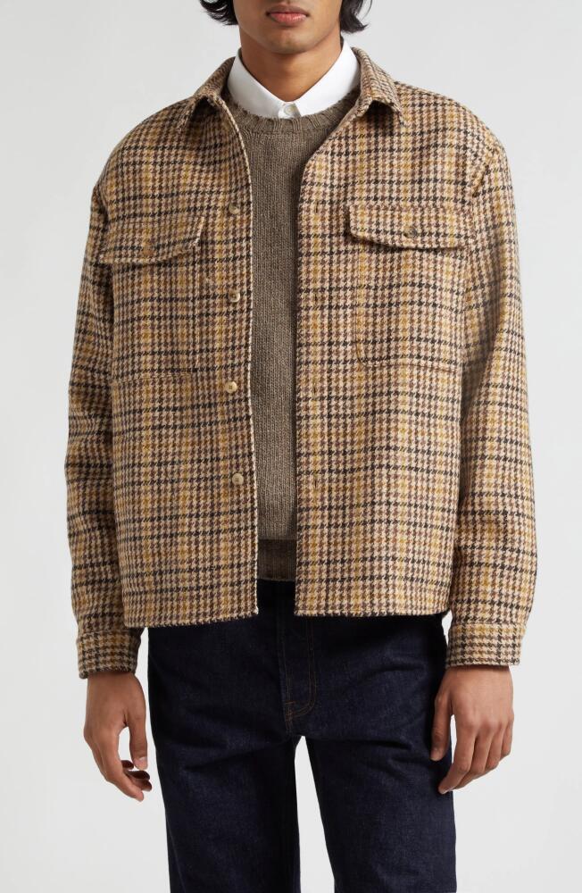 De Bonne Facture Houndstooth Wool Overshirt in Brown Houndstooth Cover