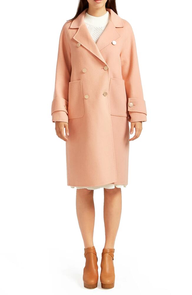 Belle & Bloom Rumour Has It Oversize Double Breasted Wool Blend Coat in Peach Fizz Cover