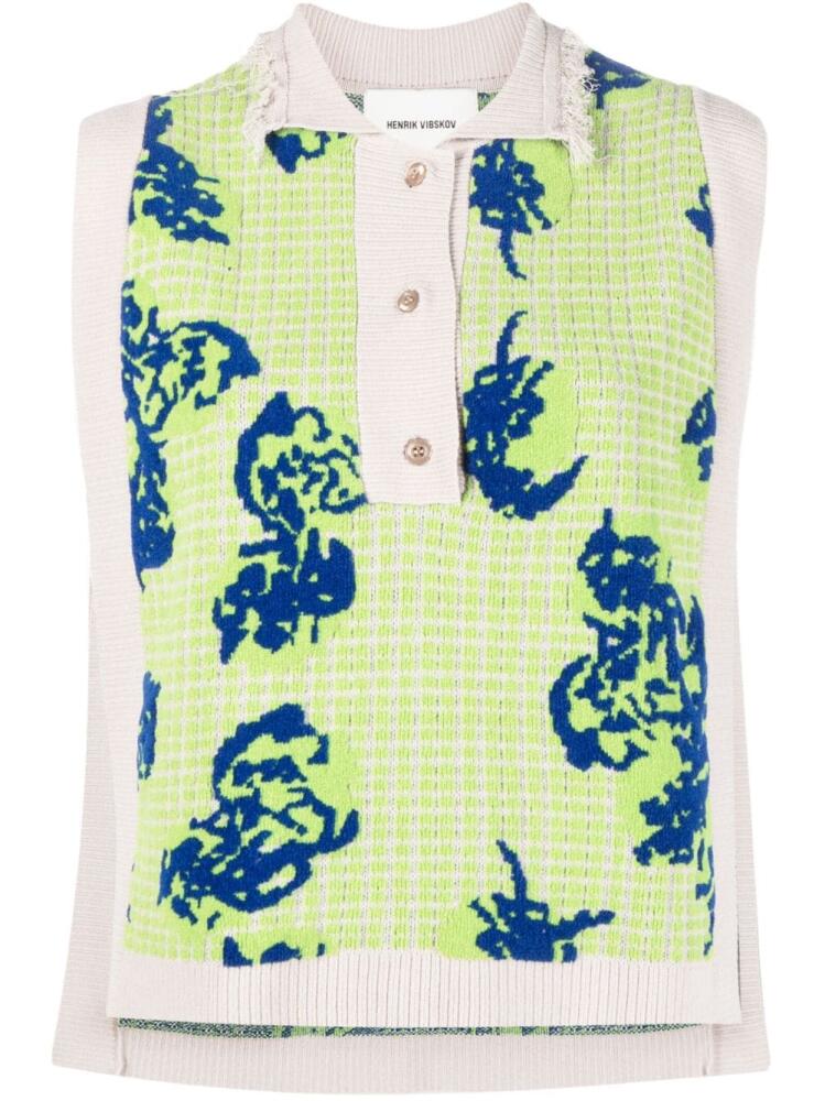 Henrik Vibskov polo-collar sleeveless knitted top - Green Cover