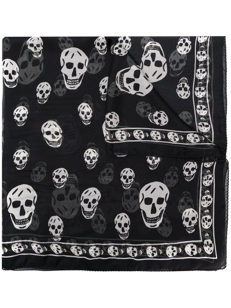 Alexander McQueen skull-print silk scarf - Black Cover