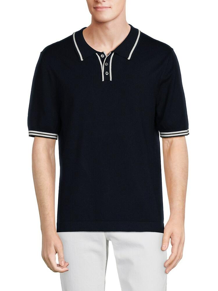 Tahari Men's Tipped Sweater Polo - Navy Ivory Cover