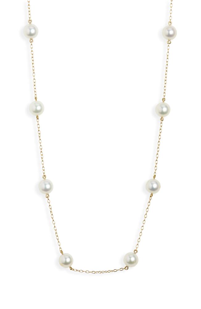 Mikimoto Genuine Ayoka Pearl Station Necklace in Yellow Gold Cover