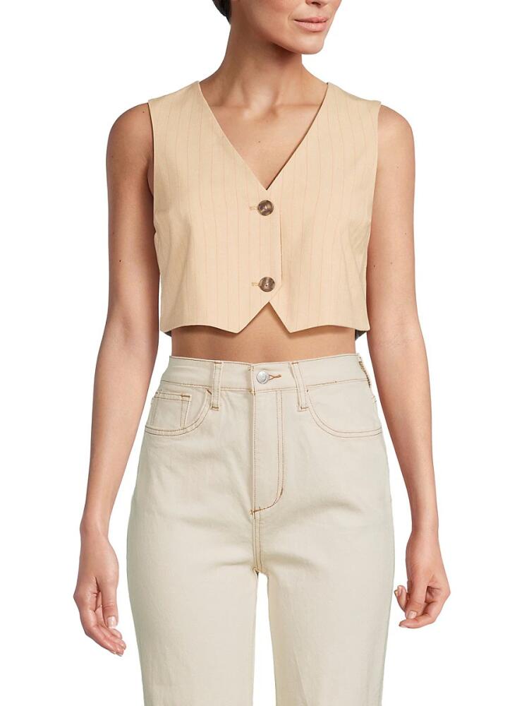 Vero Moda Women's Pinstripe Cropped Vest - Irish Cream Cover