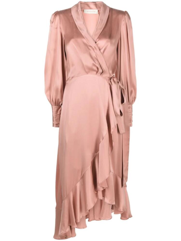 ZIMMERMANN wrap silk midi dress - Pink Cover