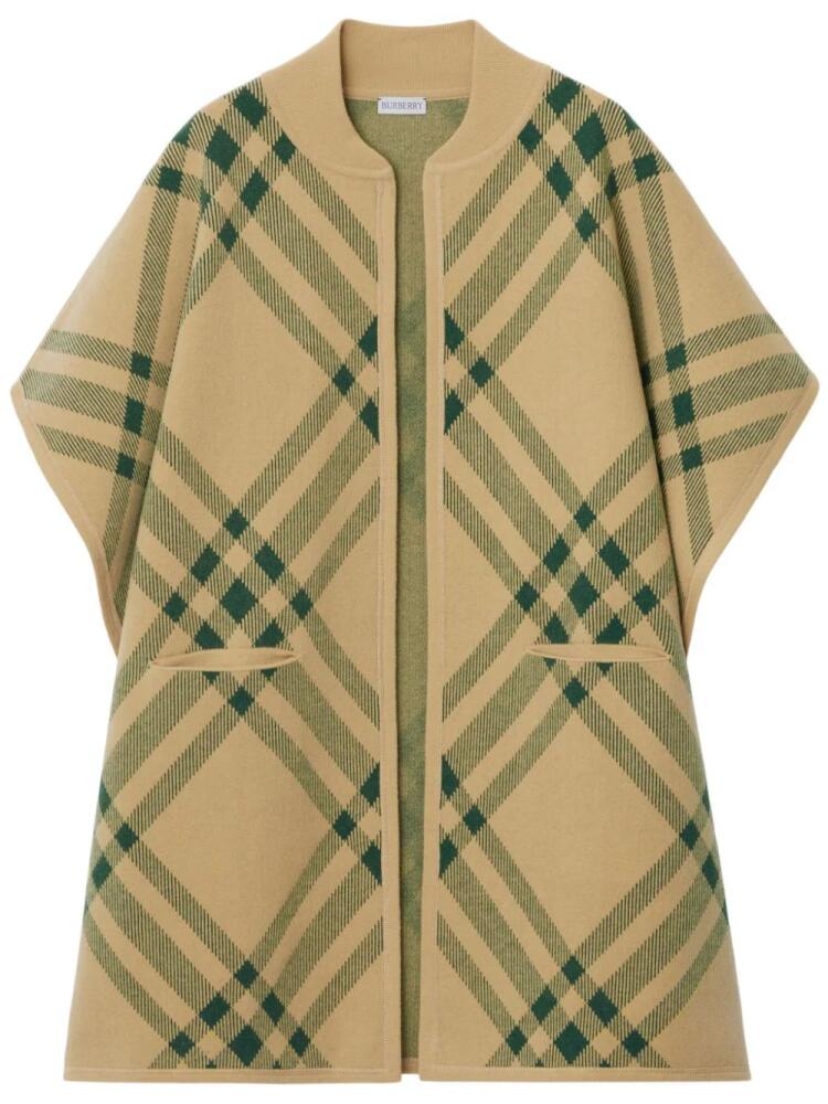 Burberry check-pattern wool-blend cape - Neutrals Cover