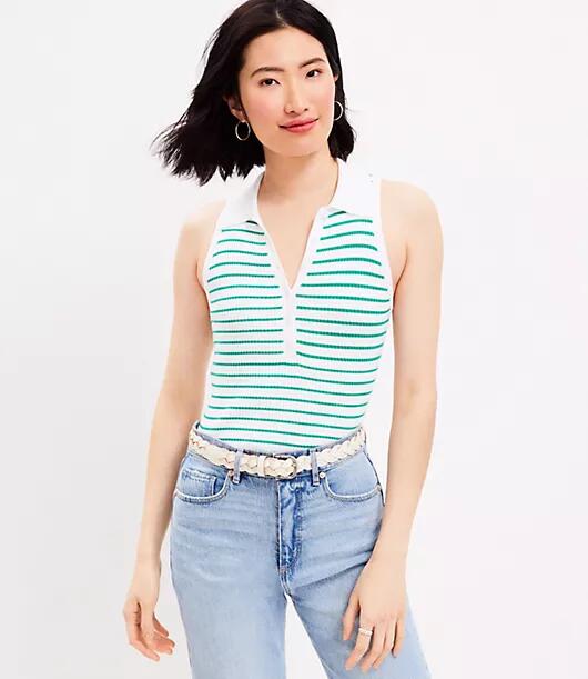 Loft Striped Polo Sweater Tank Top Cover