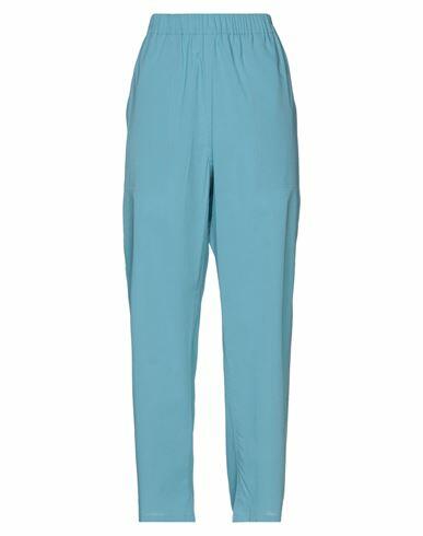 Niū Woman Pants Pastel blue Cotton, Elastane Cover