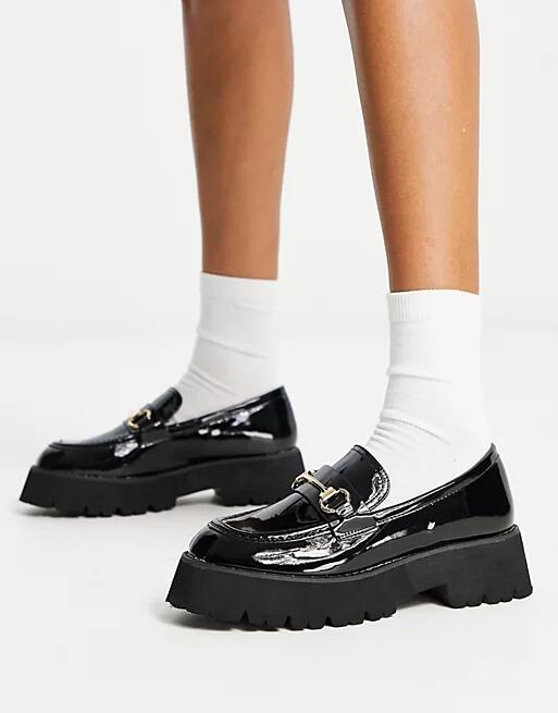 RAID Monster chunky loafers in black patent Cover