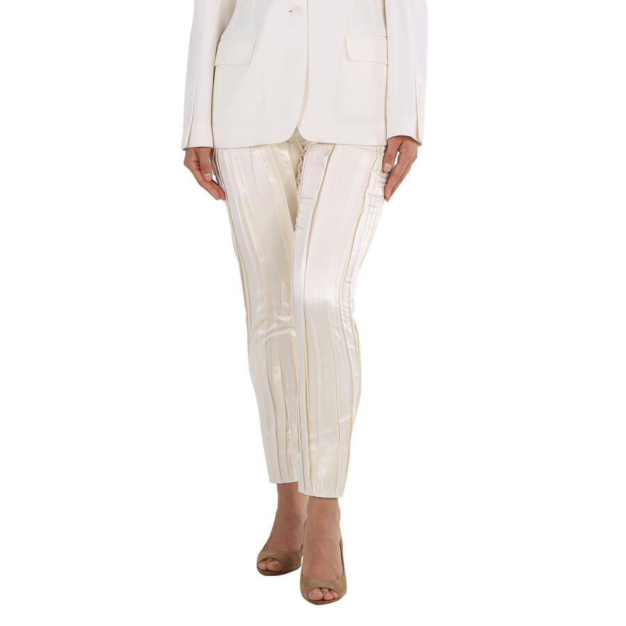 Saint Laurent White Crinkle-Effect Tailored Trousers Cover