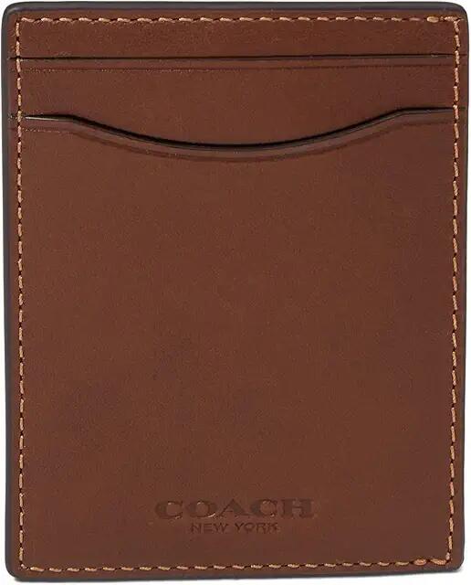 COACH Money Clip Card Case in Sport Calf (Dark Saddle) Handbags Cover