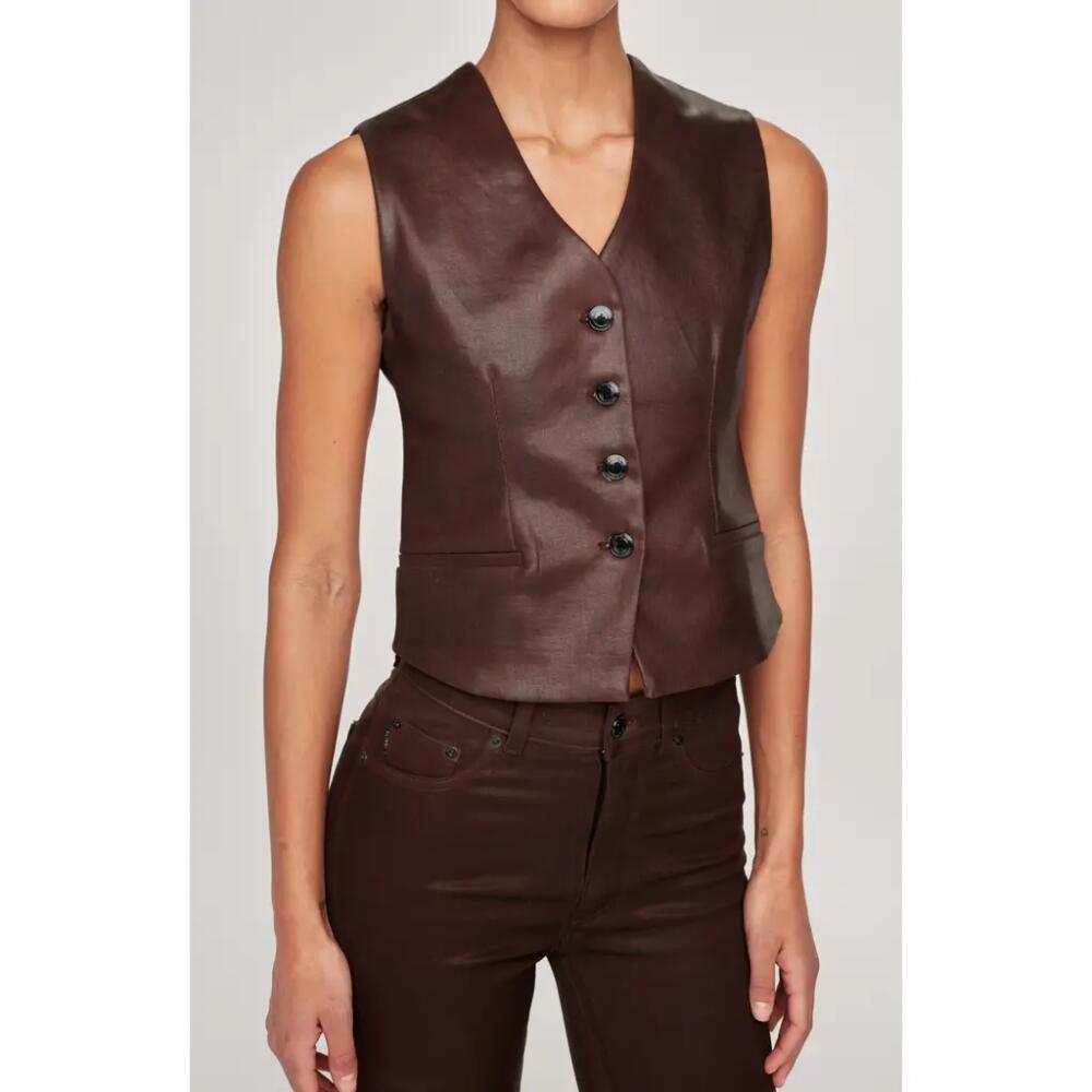 DL1961 Coated Denim Vest in Walnut Coated Cover