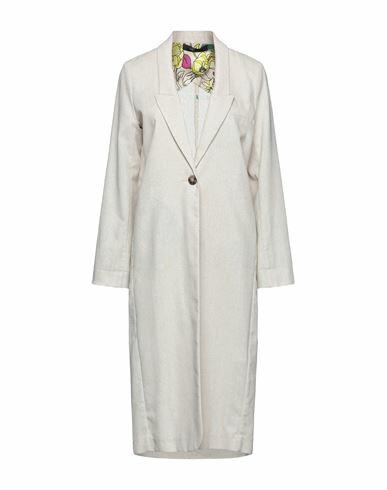 Emma & Gaia Woman Overcoat & Trench Coat Ivory Polyester, Linen Cover