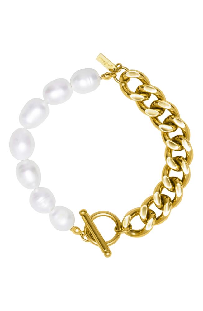 st. Moran Freshwater Pearl & Curb Chain Bracelet in White Cover