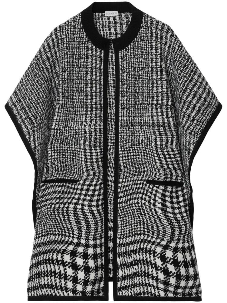 Burberry short-sleeve houndstooth-pattern cape - Black Cover