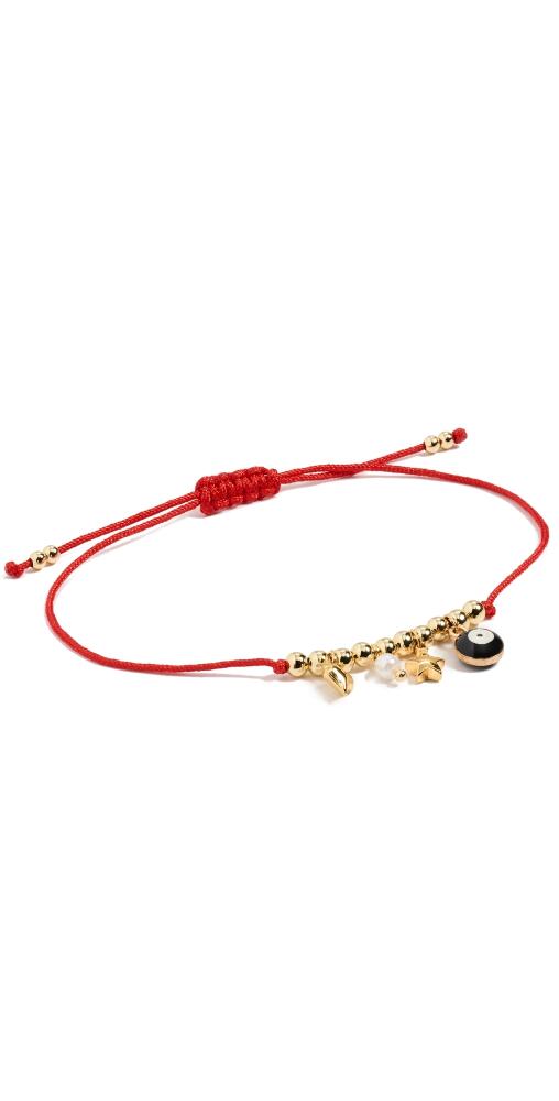 Alexa Leigh Red String Bracelet Yellow Gold/Black Eye Cover