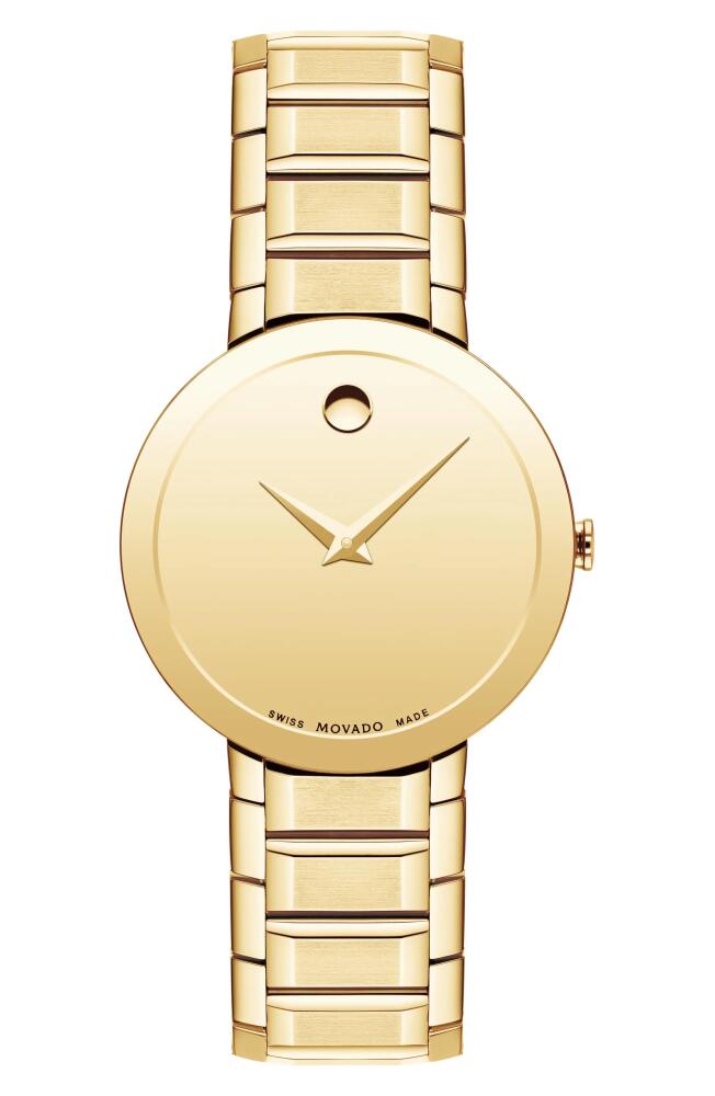 Movado Sapphire Bracelet Watch, 28mm in Yellow Gold Mirror Cover