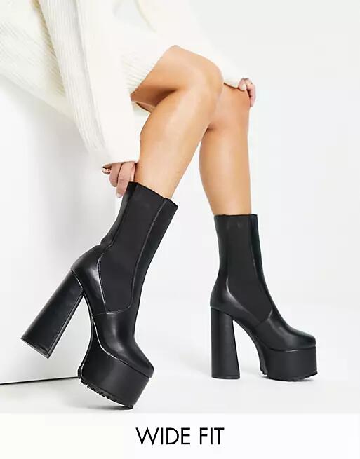 RAID Wide Fit Gabriel platform ankle boots in black Cover