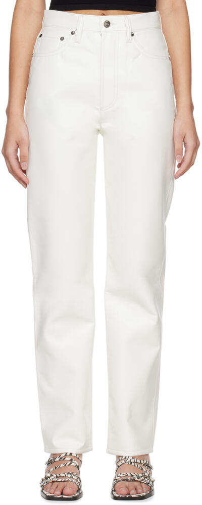 AGOLDE White 90's Pinch Waist Leather Pants Cover