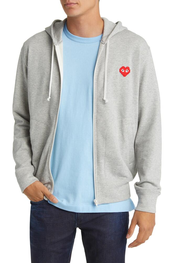 Comme des Garçons PLAY Pixel PLAY Appliqué Zip Hoodie in Grey Cover