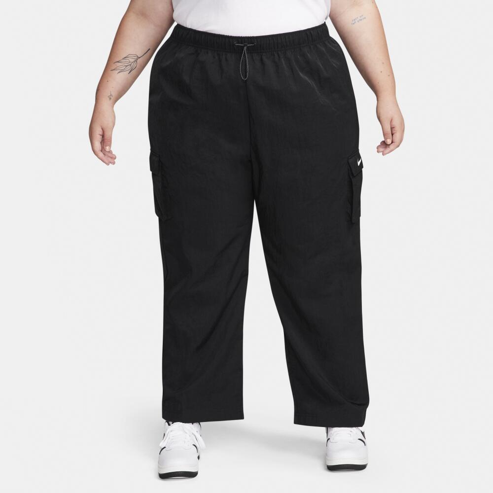 Women's Nike Sportswear Essential High-Waisted Woven Cargo Pants (Plus Size) in Black Cover