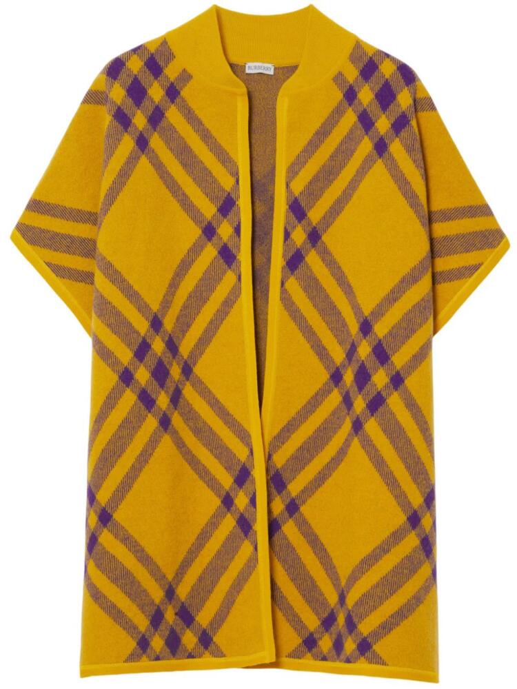 Burberry check-pattern wool cape - Yellow Cover