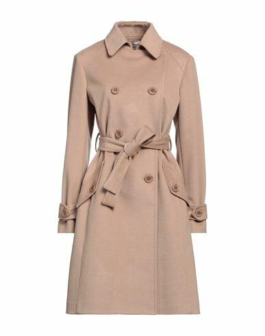 Yes London Woman Coat Camel Polyester, Viscose Cover