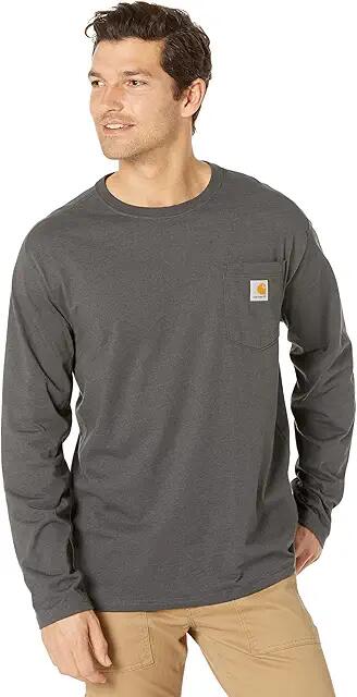 Carhartt Force Relaxed Fit Midweight Long Sleeve Pocket Tee (Carbon Heather) Men's Clothing Cover