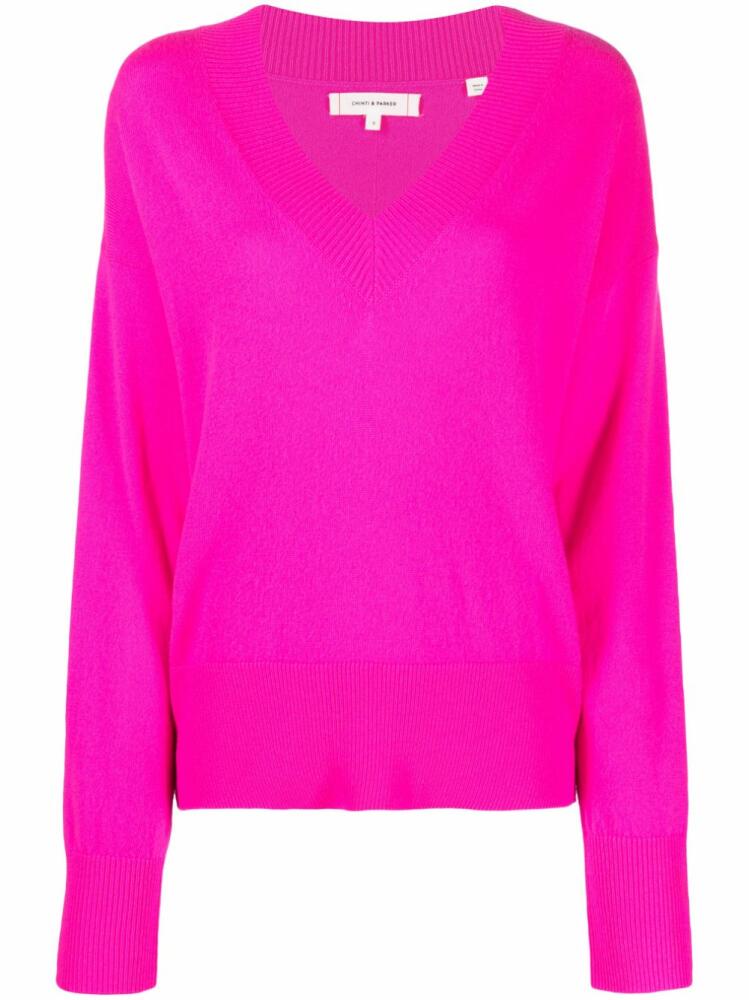 Chinti & Parker V-neck knitted jumper - Pink Cover