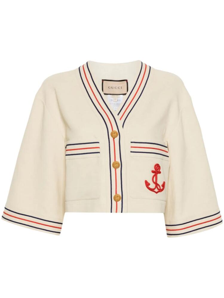 Gucci Anchor-appliqué cropped cardigan - Neutrals Cover