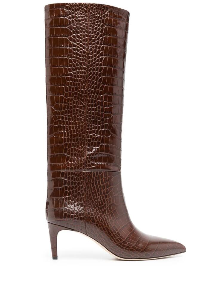 Paris Texas 65mm crocodile-effect leather boots - Brown Cover