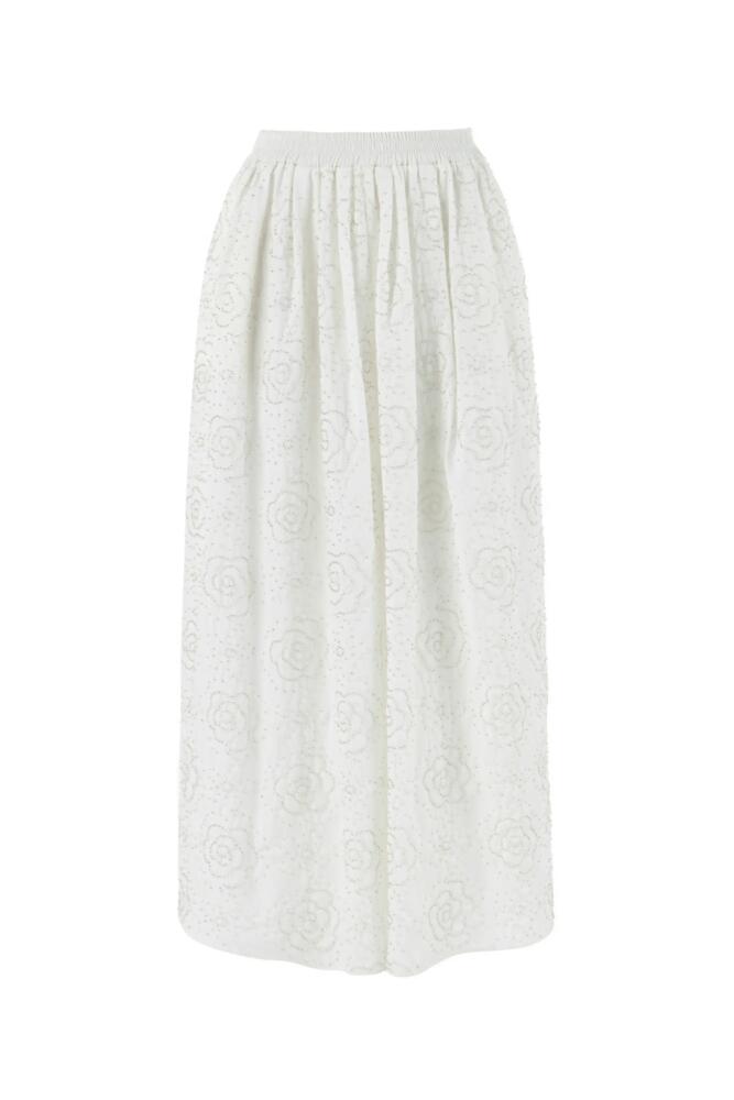 Nocturne Long Skirt with Stone Embroidery in Ecru Cover