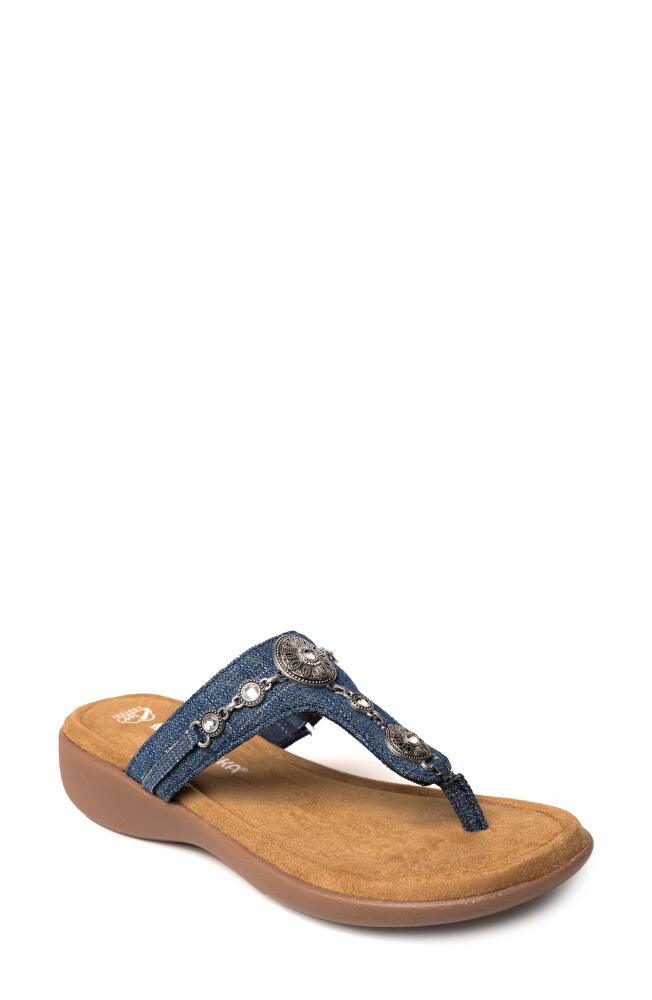 Minnetonka Brecca Flip Flop in Blue Denim Cover