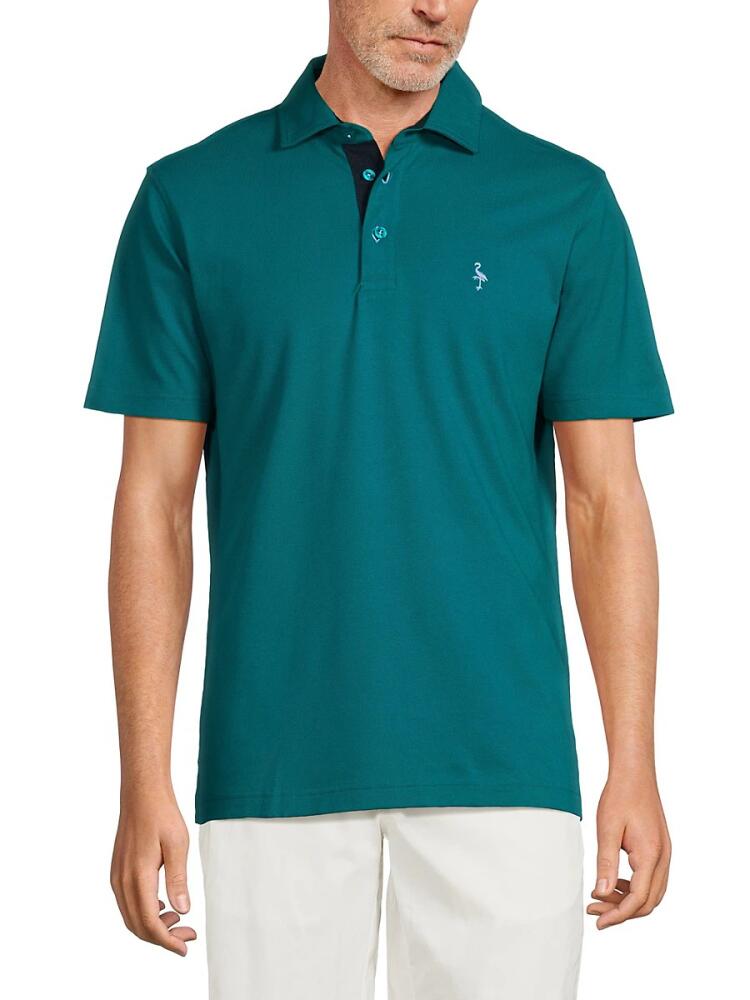 TailorByrd Men's Contrast Performance Polo - Teal Cover