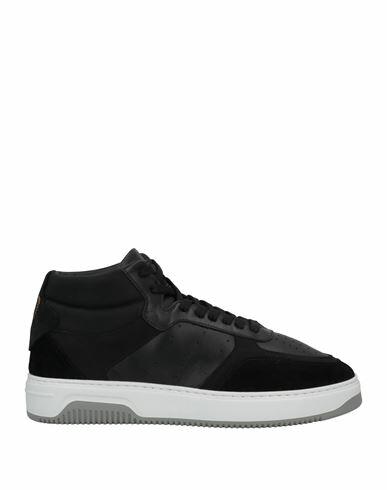 Pollini Man Sneakers Black Soft Leather, Textile fibers Cover