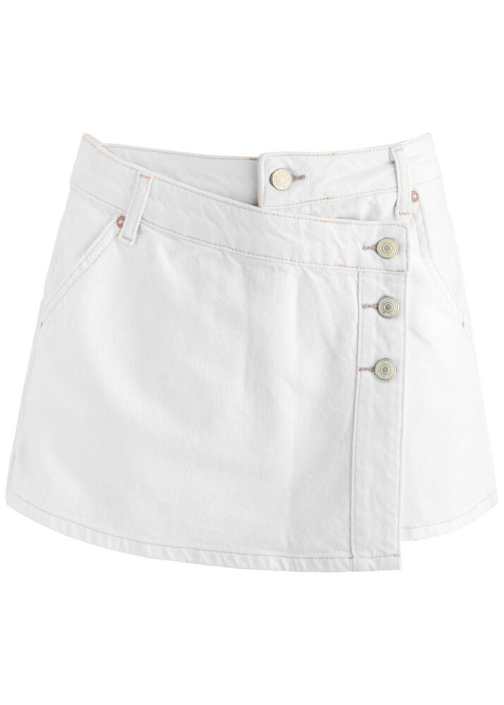 Free People Wynne Wrap-effect Denim Mini Skirt - White Cover