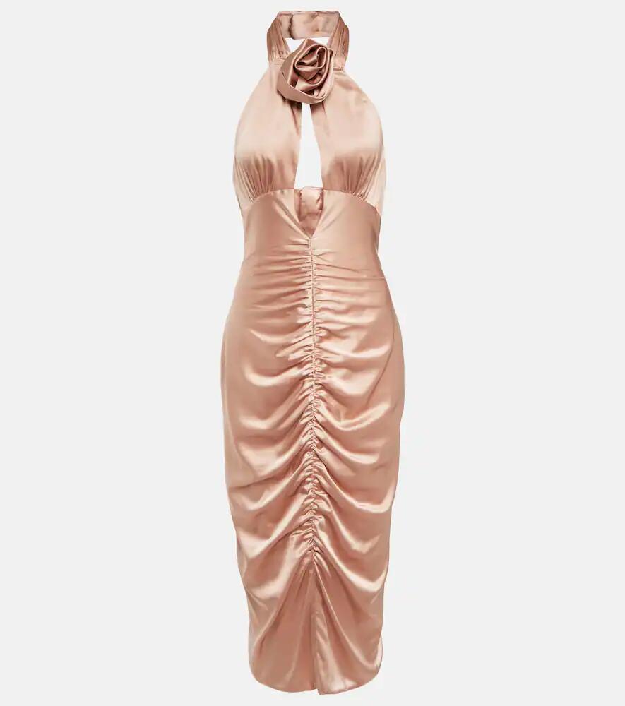 Alessandra Rich Ruched cutout satin midi dress Cover