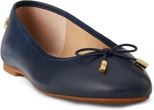 Lauren Ralph Lauren Jayna Nappa Leather Flat (Refined Navy) Women's Flat Shoes Cover