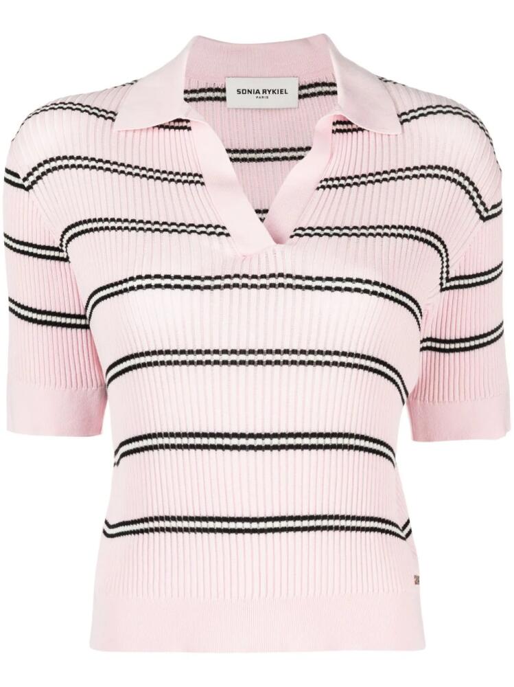 Sonia Rykiel striped cotton polo shirt - Pink Cover