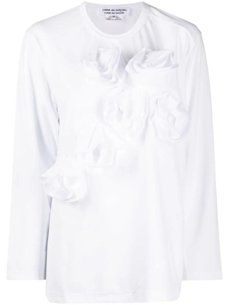 Comme Des Garçons Comme Des Garçons floral-appliqué long-sleeve T-shirt - White Cover