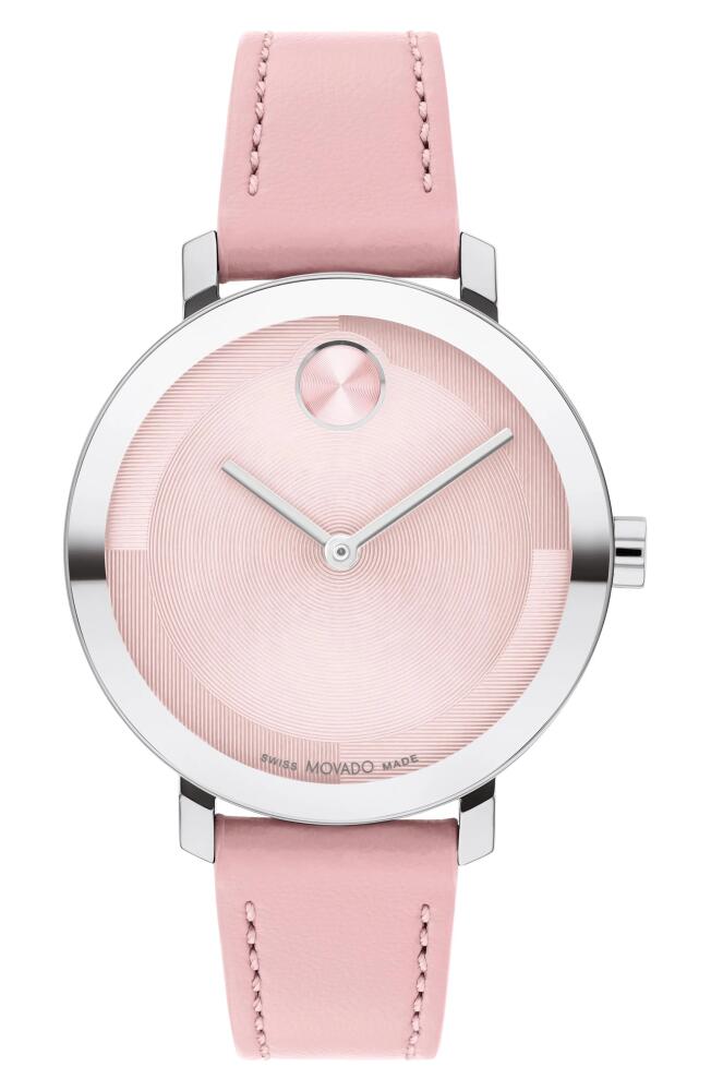 Movado Bold Evolution 2.0 Leather Strap Watch, 34mm in Pink Cover