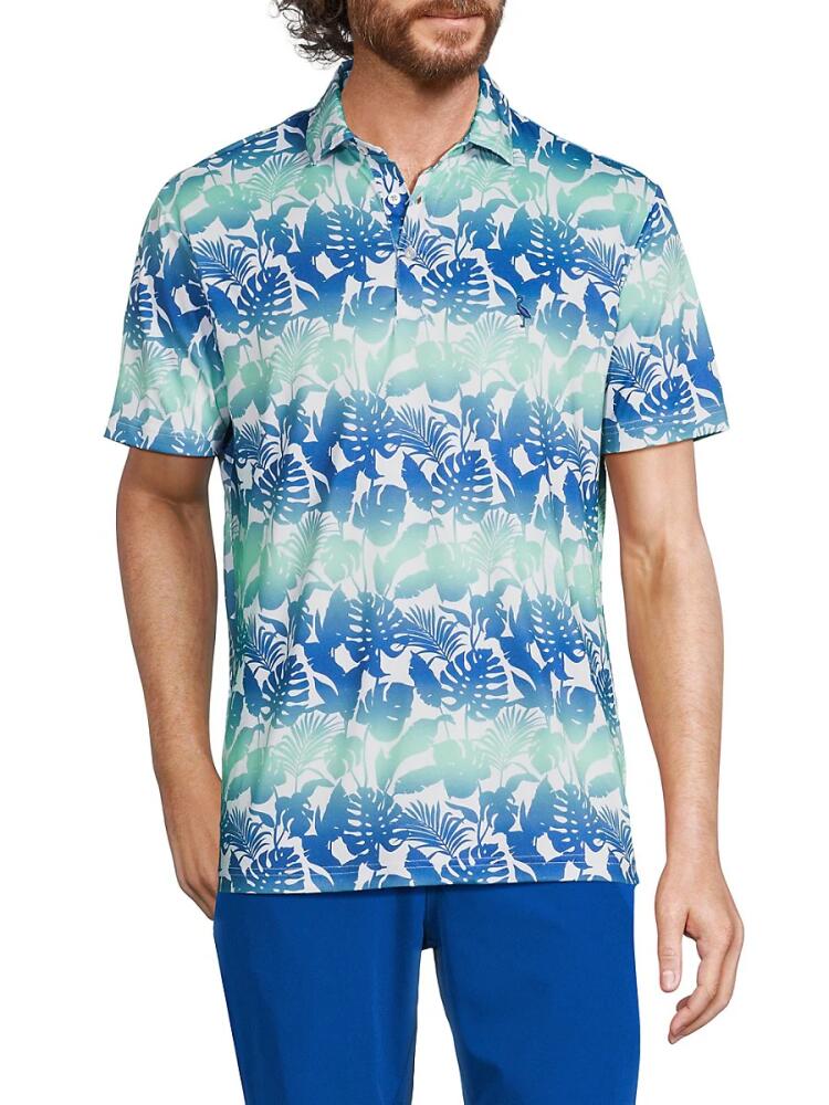 TailorByrd Men's Floral Gradient Performance Polo - Admiral Blue Cover