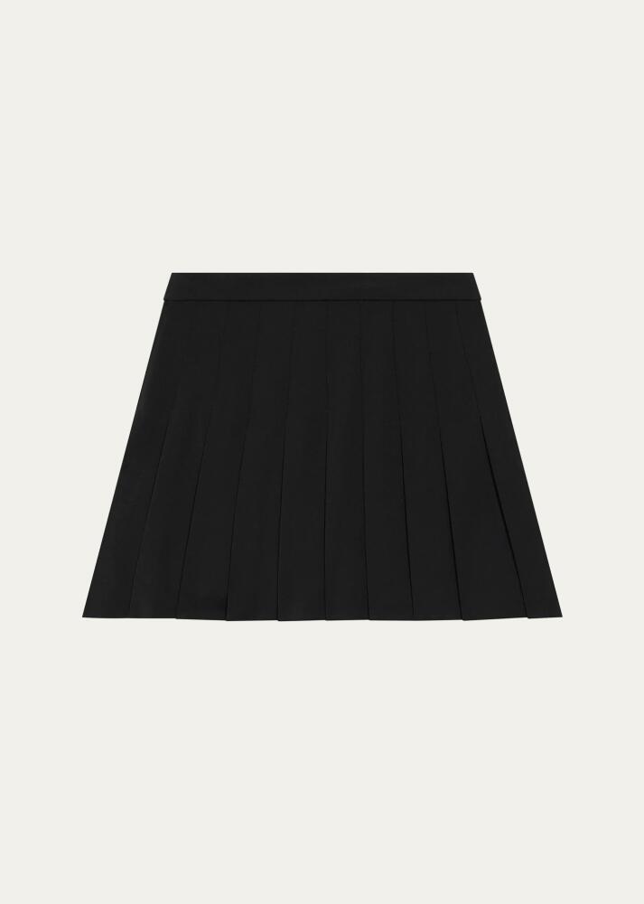 Theory Pleated Wool Suiting Mini Skirt Cover