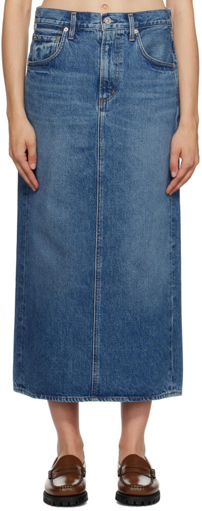 Citizens of Humanity Blue Peri Denim Midi Skirt Cover