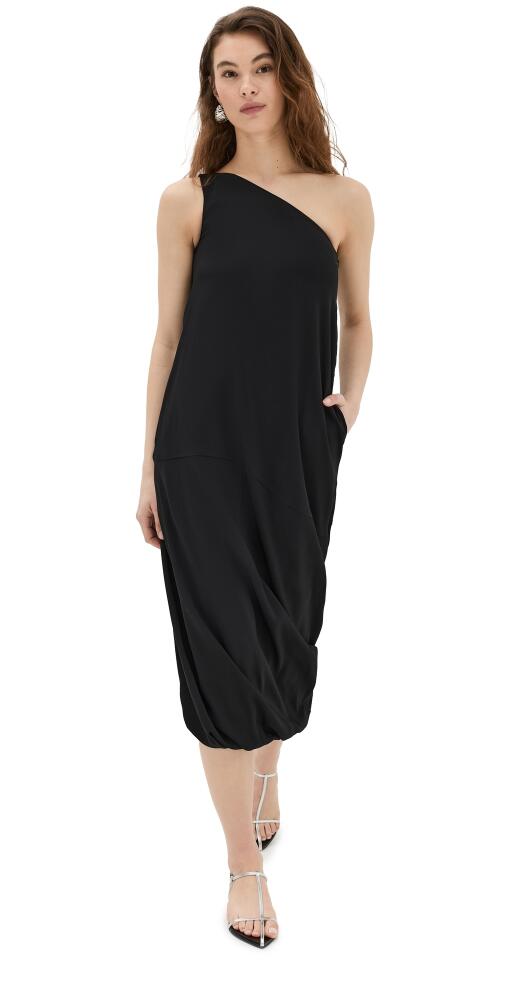 Another Tomorrow One Shoulder Bubble Sheath Dress Black Cover