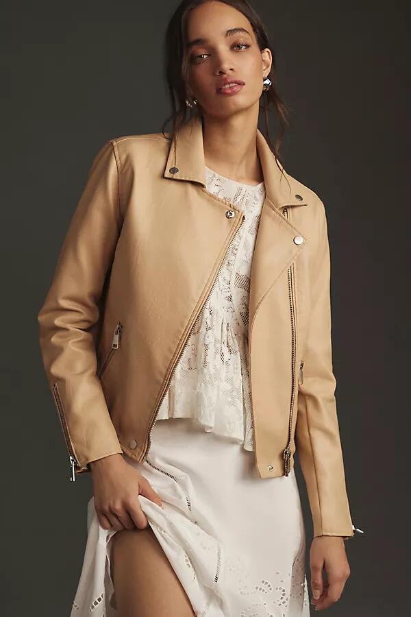 By Anthropologie The Saige Faux-Leather Moto Jacket Cover